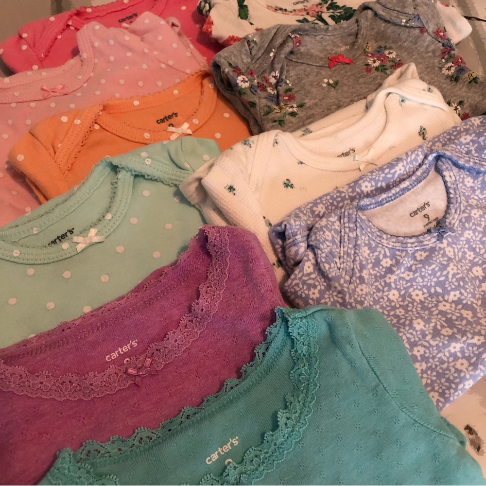 10 Carters Long Sleeve Onesies